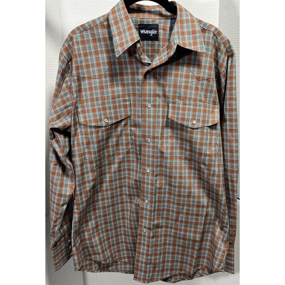 Wrangler Pearl Snap Brown Medium Cowboy 3 Snap Cuff
